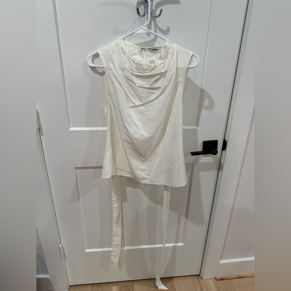 Express Cream Sleeveless Drape Top